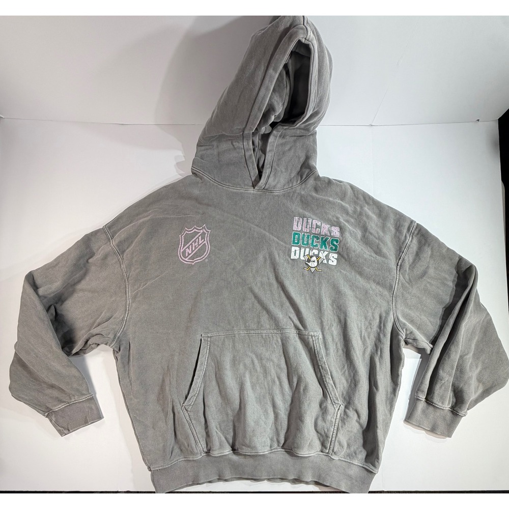 Culture Kings Anaheim Ducks NHL Hoodie Washed Grey Mens XL Vintage Style Graphic - Picture 2 of 7